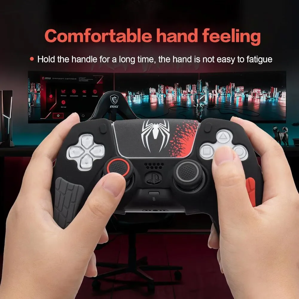 PS5 Spider Grip Case Cover + Thumb Grips Set Silicone Anti-Slip for DualSense